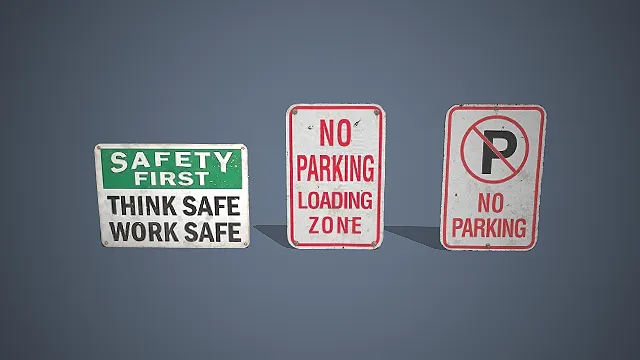 做旧金属警示牌  公共标识  禁止停车标识  街道标识