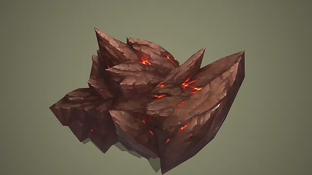 低模熔岩棱角岩石块 3D 模型 游戏火山场景装饰素材