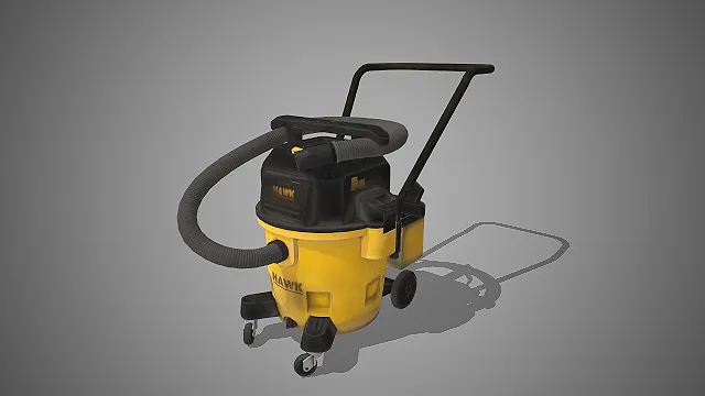 一款写实风格的黄黑配色工业吸尘器3D模型