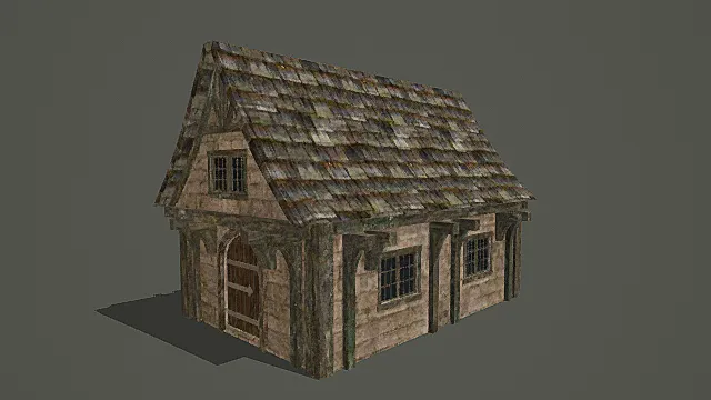 复古石木结合小屋3D模型