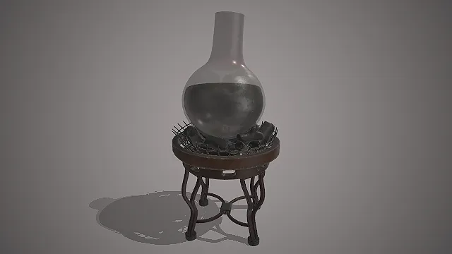 一个写实风格的3d复古实验装置蒸馏器模型