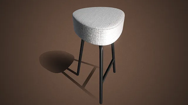 高脚凳  三角软包坐垫  金属支架  布艺面料  现代简约