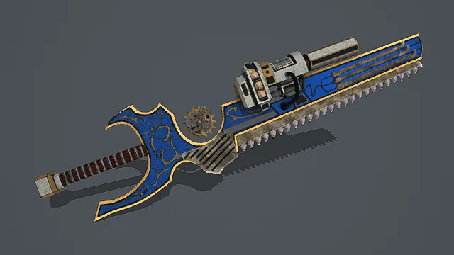 科幻魔纹风格锯齿能量剑模型