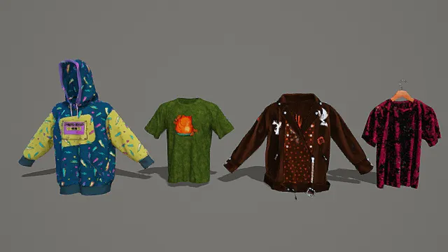 潮流个性设计风格多样服装3D服装模型集合