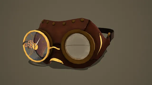 3D卡通风格蒸汽朋克护目镜模型，创意设计（3D护目镜、卡通风格、蒸汽朋克风，护目镜设计主题）