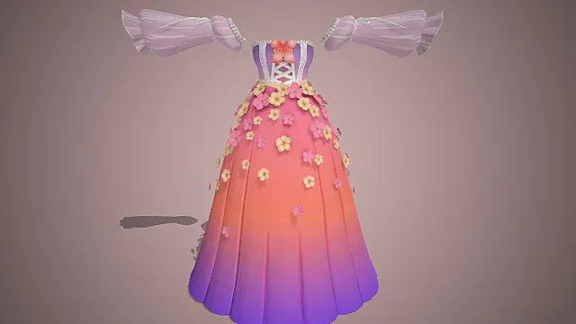 爱洛公主花漾渐变裙模型 