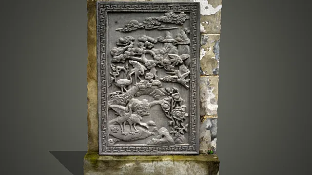 国风祥瑞风格松鹤砖雕装饰 3D 模型