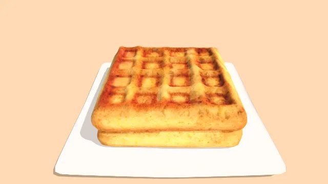 滴有蜂蜜的华夫饼甜点食物面包