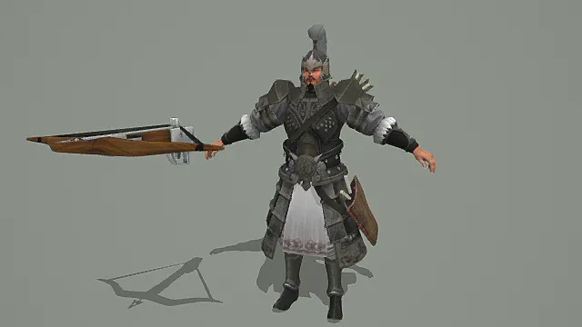 国风弩兵武将带弩具3D模型