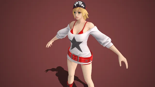 年轻女性  金色短发  字母装饰  露肩上衣  五角星图案  休闲时尚  个性魅力