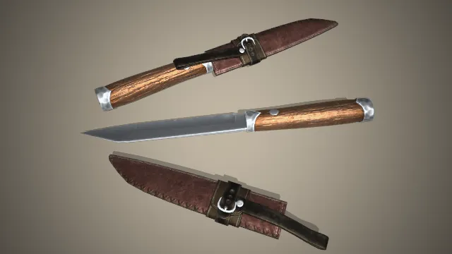 3D建模的匕首及其皮质刀鞘