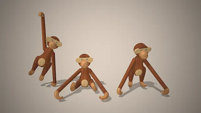 木质猴子摆件  关节可动  卡通造型  木质工艺品