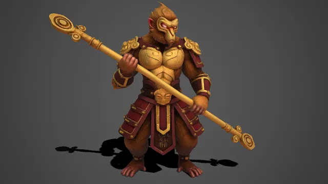 猴王  战甲  霸气  东方神话  祥云纹理  长棍武器  