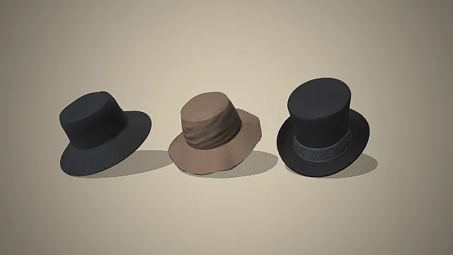 复古礼帽  黑色高顶礼帽  棕色渔夫帽  简约道具