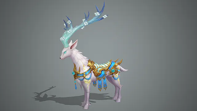 琼华仙境场景仙林白鹿坐骑模型 