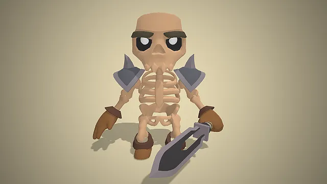 骷髅战士  低多边形风  骨架躯干  肩甲护具