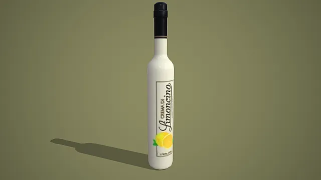 柠檬辛奇诺奶油利口酒细长瓶 3D 低多边形模型