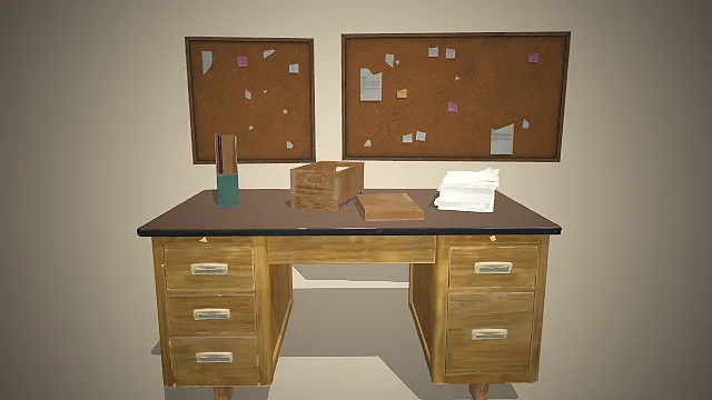 一套收纳与展示功能的办公区域的现代写实模型