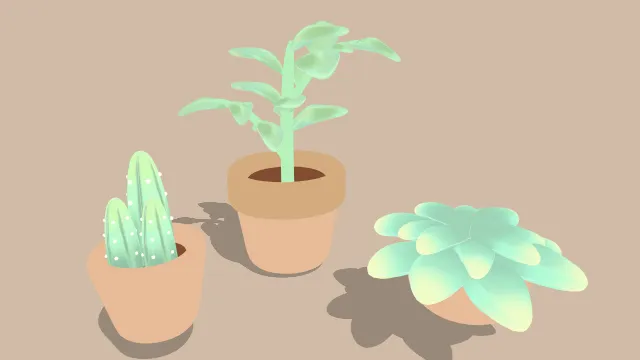 卡通风格化室内植物盆栽仙人掌