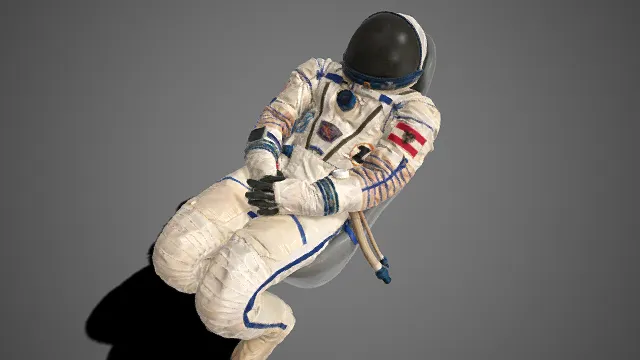 写实  航天员  坐姿状态  航天服  国旗标识  太空任务  科普展示