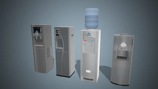 一个写实风格的3D饮水机模型组合