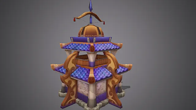 Q 版仙侠游戏灵弓仙域瞭望塔模型