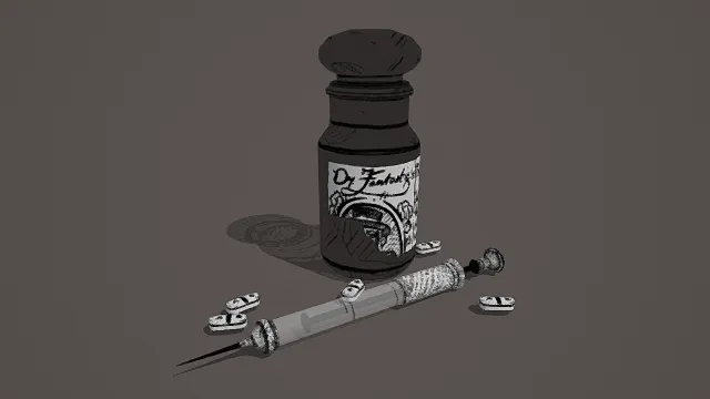 暗黑奇幻风格医疗药剂套装3D模型