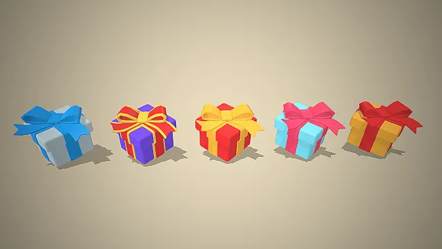 低模礼物盒套装  卡通彩色礼盒  节日庆典装饰  福利宝箱