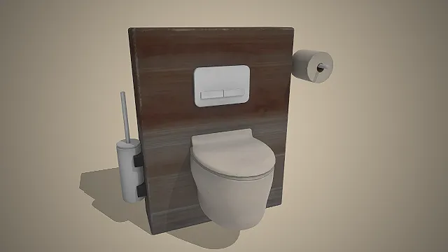 壁挂式马桶组合  卫生清洁套装  整洁收纳  卫浴模型