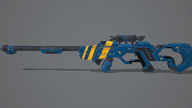 科幻未来风格蓝黄涂装狙击枪模型