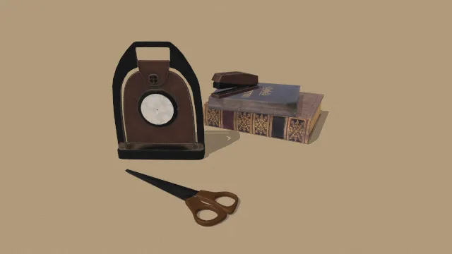 复古摆件  桌面摆件  剪刀  订书机  做旧质感