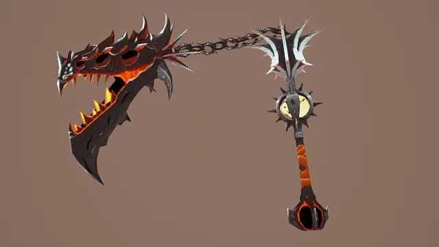 奇幻风格炎龙锁链巨镰3D模型