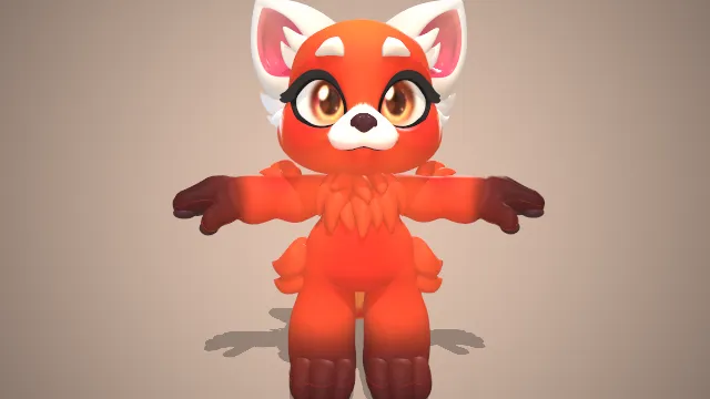 可爱风格化红色狐狸拟人化动物角色模型