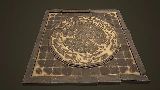 古风石质纹案法阵地砖 3D 模型.fbx