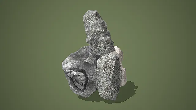 自然纹理堆叠岩石组合场景装饰 3D 模型