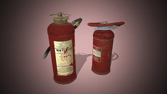 一套工业复古风格的灭火器3D模型