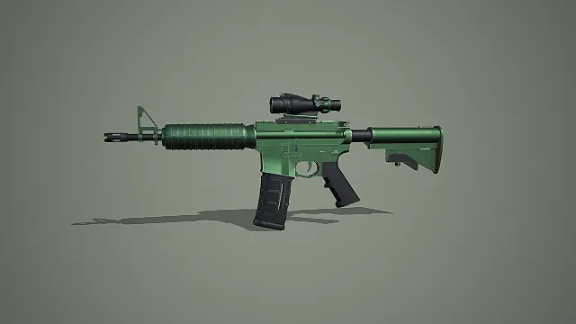 军绿色带 ACOG 瞄具突击步枪 3D 模型 军事枪械道具