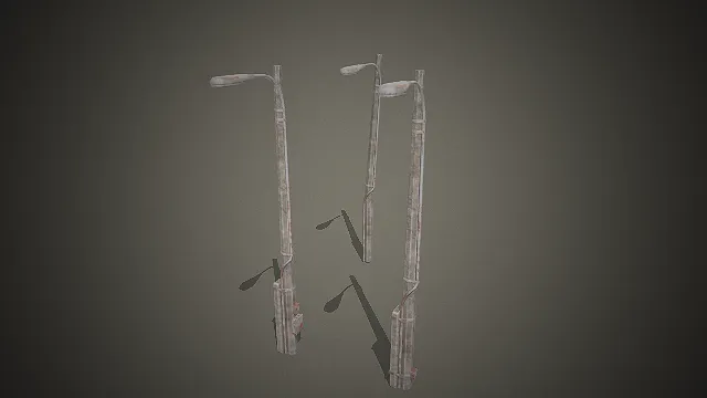 一套写实风格的废弃路灯3D模型