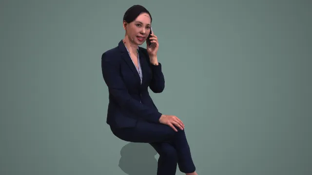 商务女士坐姿接电话人物 3D 模型