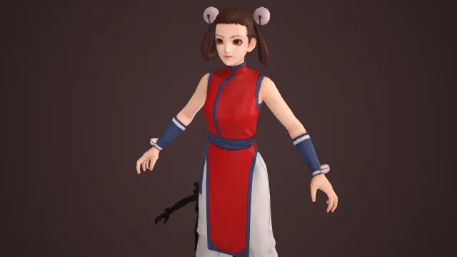 国风  武道风格  女性格斗游戏角色  灵动可爱  立领马甲  中式美学  传统服饰  国风韵味  武道少女形象  