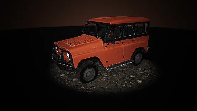 复古越野风格橙色四驱车模型 