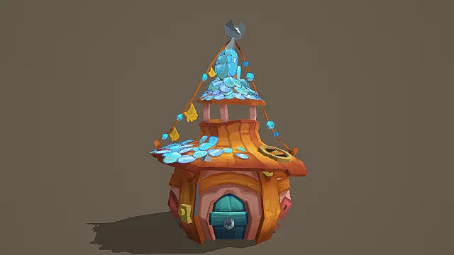 奇幻童话风琉璃蘑菇小屋3D模型