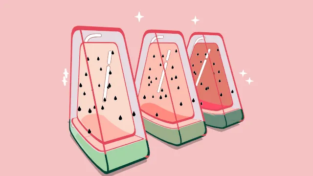 风格化西瓜形状的果冻甜点食物