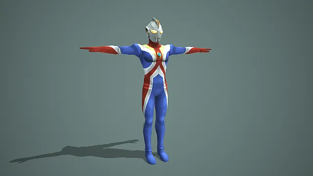 阿古茹奥特曼 V2 型战斗姿态 3D 模型 经典特摄英雄角色素材
