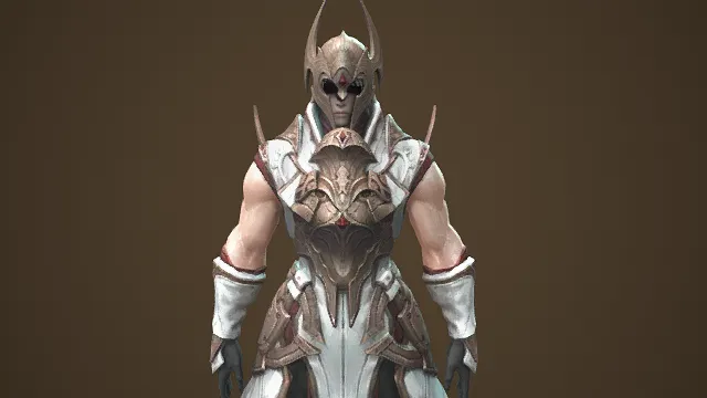 金纹尖盔战祭司  暗黑战士  男战士  华丽铠甲露臂男角色  游戏角色设计