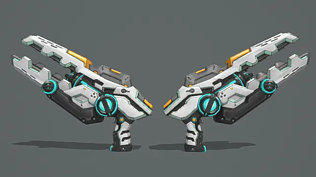 未来机甲双持长枪游戏武器3D模型