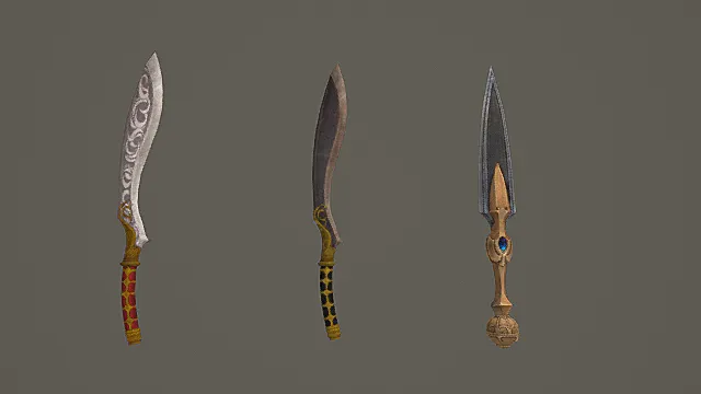 奇幻纹章短刃套装游戏武器3D模型