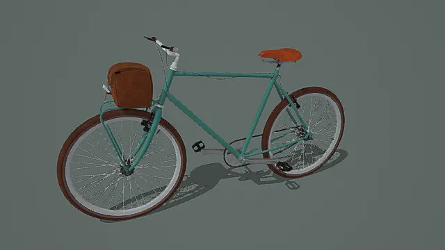 卡通风格复古休闲通勤自行车3D模型