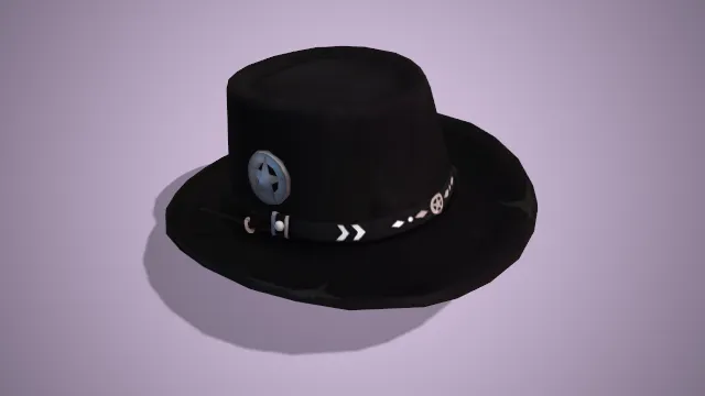 黑色牛仔帽带子装饰有五角星标志