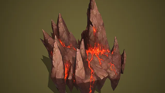 低模熔岩尖刺岩石堆 3D 模型 游戏火山场景装饰素材